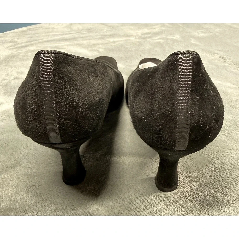 Apostrophe Womens Pumps 7.5 M Black Suede Square Toe Kitten Heel